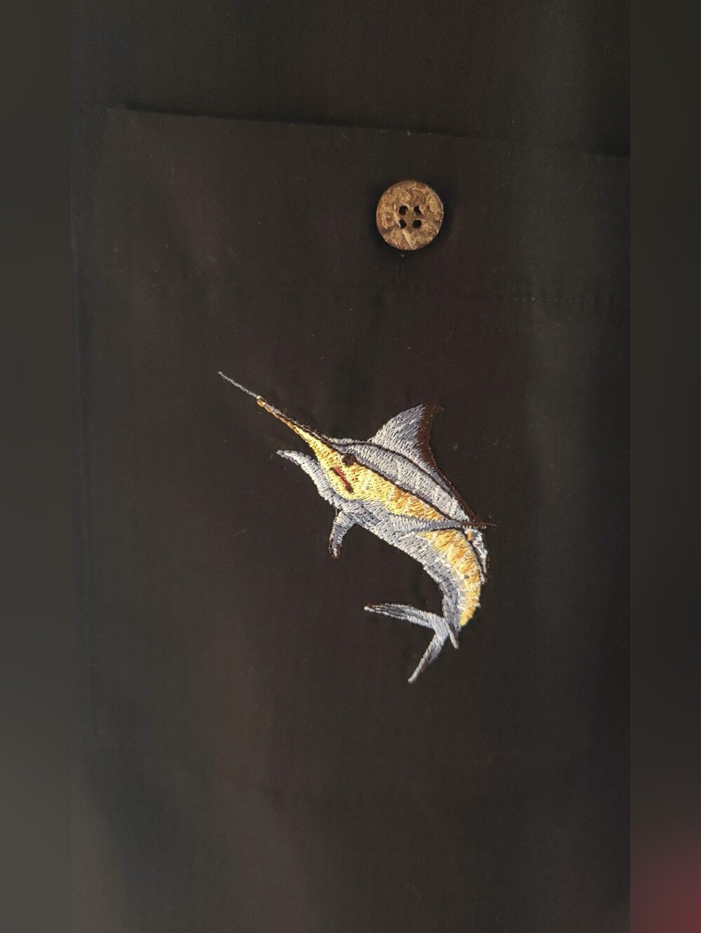 Hook & Tackle Men's XL Black Short-Sleeve Shirt Embroidered Marlin In Margarita - Picture 5 of 10